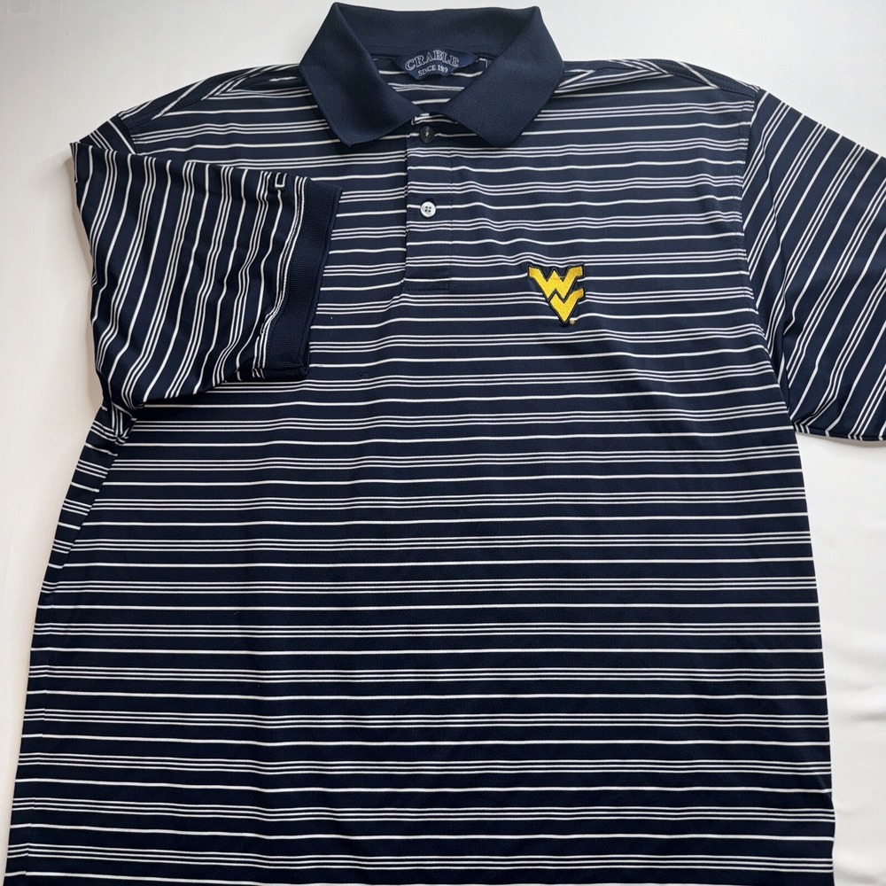 Crable Mens Polo Shirt WVU West Virginia Mountaineers  Embroidered Logo Large - Picture 4 of 7